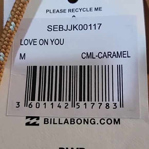 Billabong Love On You Recycler Jacket sz M, Caramel New with Tag - Picture 8 of 8